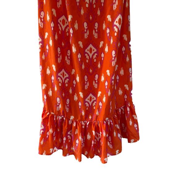 Mud Pie Womens orange pink Aztec tiered strapless maxi dress Small - Picture 6 of 6